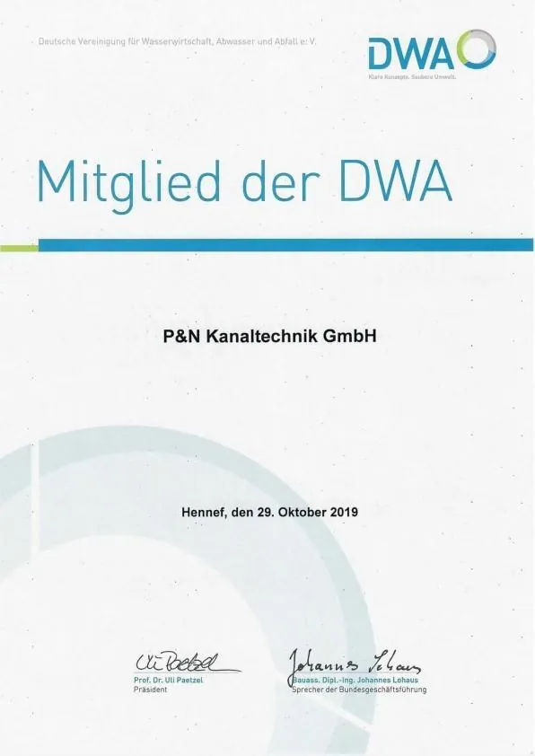Abbildung des Nachweises: DWA-Mitglied